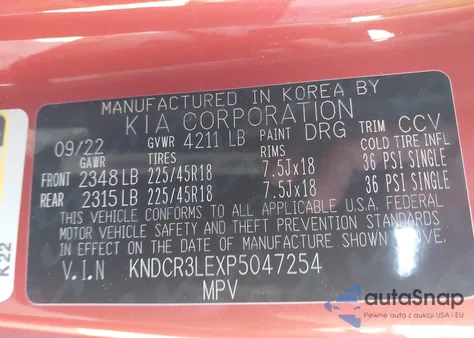 2023 Kia Niro Ex Touring z USA, uszkodzony, nr VIN KNDCR3LEXP5047254